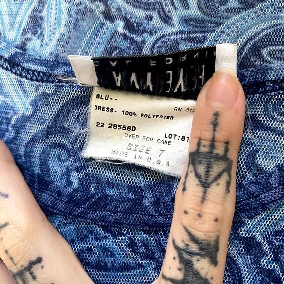 Amy Byer Vintage 90s USA Sheer Hippie Boho Fairy Lettuce Hem Short Sleeve Dress - Picture 12 of 12